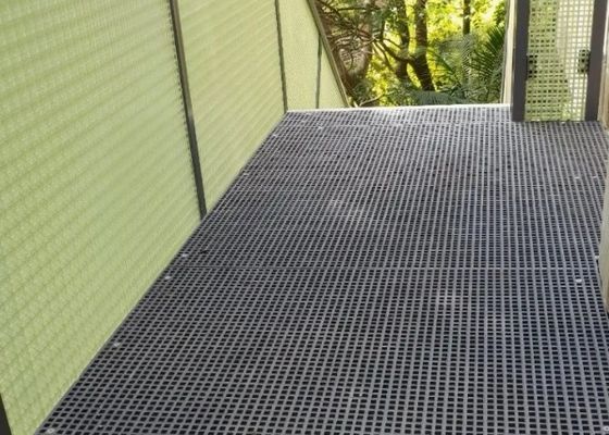 38mm Thickness FRP Pultruded Grating With Gritted Surface And Bolt Fixing Installation