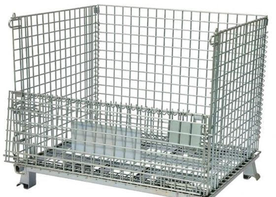 固い折りたたむワイヤーメッシュコンテナ 収納のための折りたたむ鋼金属バスケット